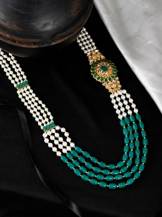 Side Kundan Brooch Layered Necklace