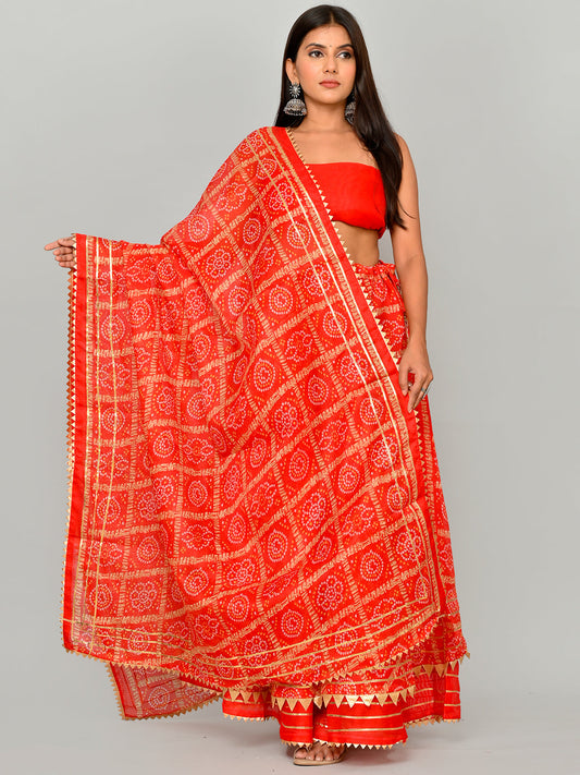 Kota Doriya Bandhej Ready to Wear Lehenga With Unstiched Blouse