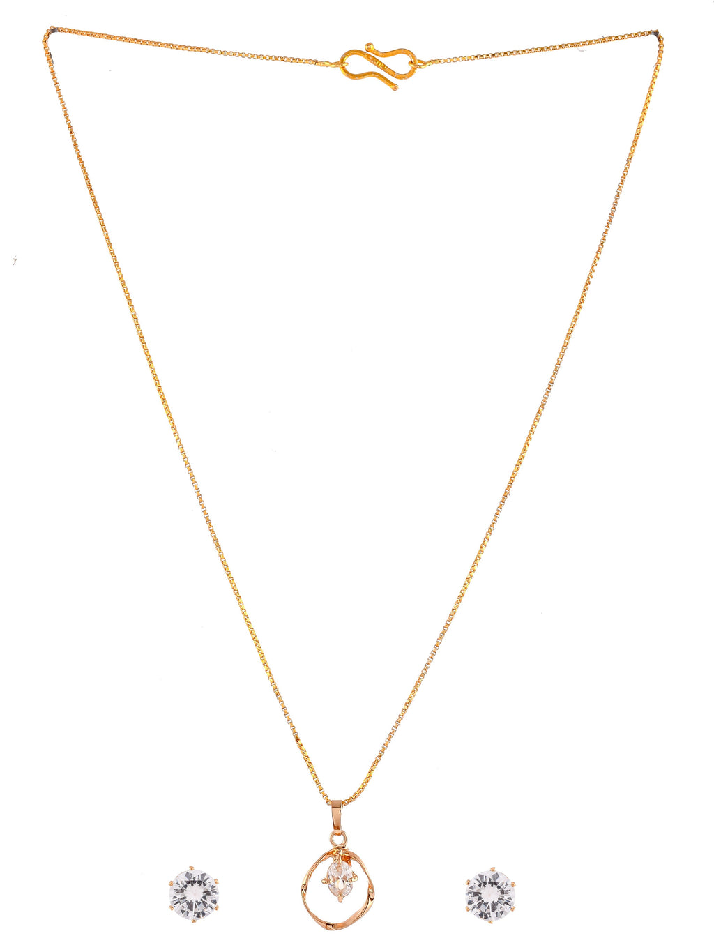 Gold Plated AD Stone Studded Pendant Jewellery Set